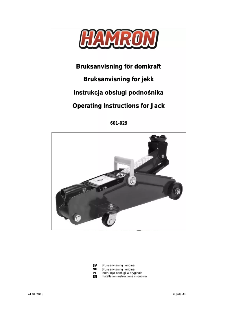 Image de la première page du manuel de l'appareil 601-029