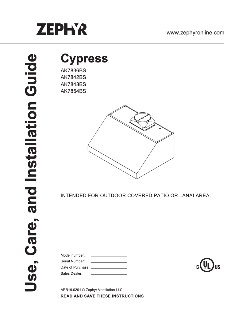 Page 1 de la notice Guide d'installation Zephyr AK7842BS