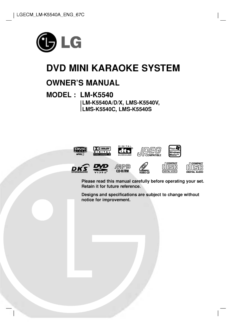 Page 1 de la notice Manuel utilisateur LG LM-K5540A
