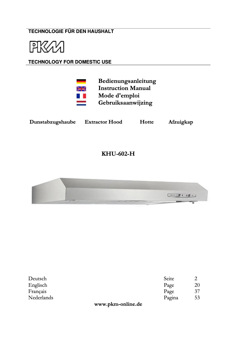 Image de la première page du manuel de l'appareil KHU-602-H