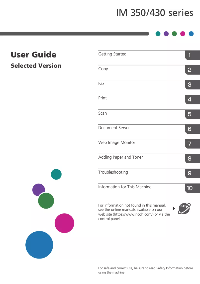 Page n°1 - Manuel utilisateur Ricoh IM 430Fb