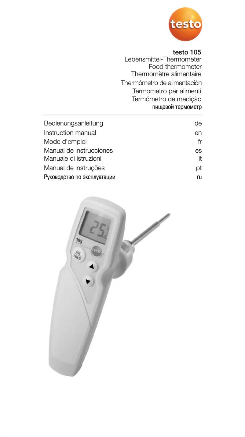 Page 1 de la notice Manuel utilisateur Testo 105