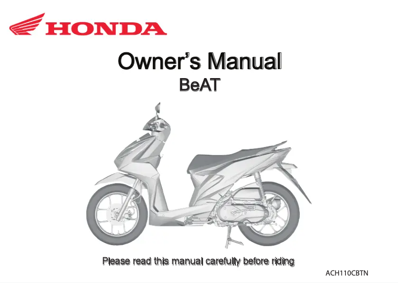 Page n°1 - Manuel utilisateur Honda BeAT (2022)