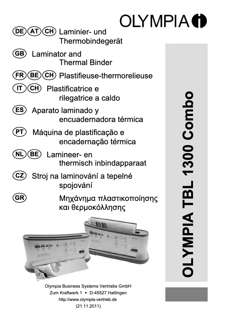 Page 1 de la notice Manuel utilisateur Olympia TBL 1300