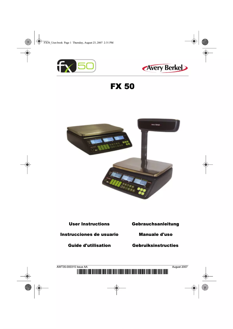 Página 1 del manual Manual de usuario Avery Berkel FX50