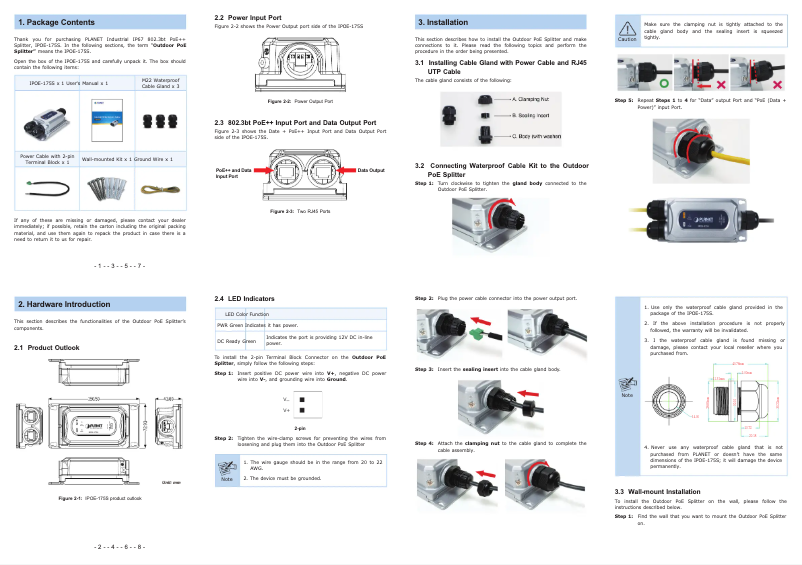 Page n°1 - Manuel utilisateur Planet IPOE-175S