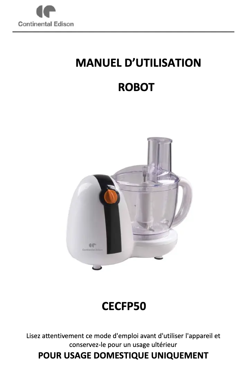 Image de la première page du manuel de l'appareil CECFP50