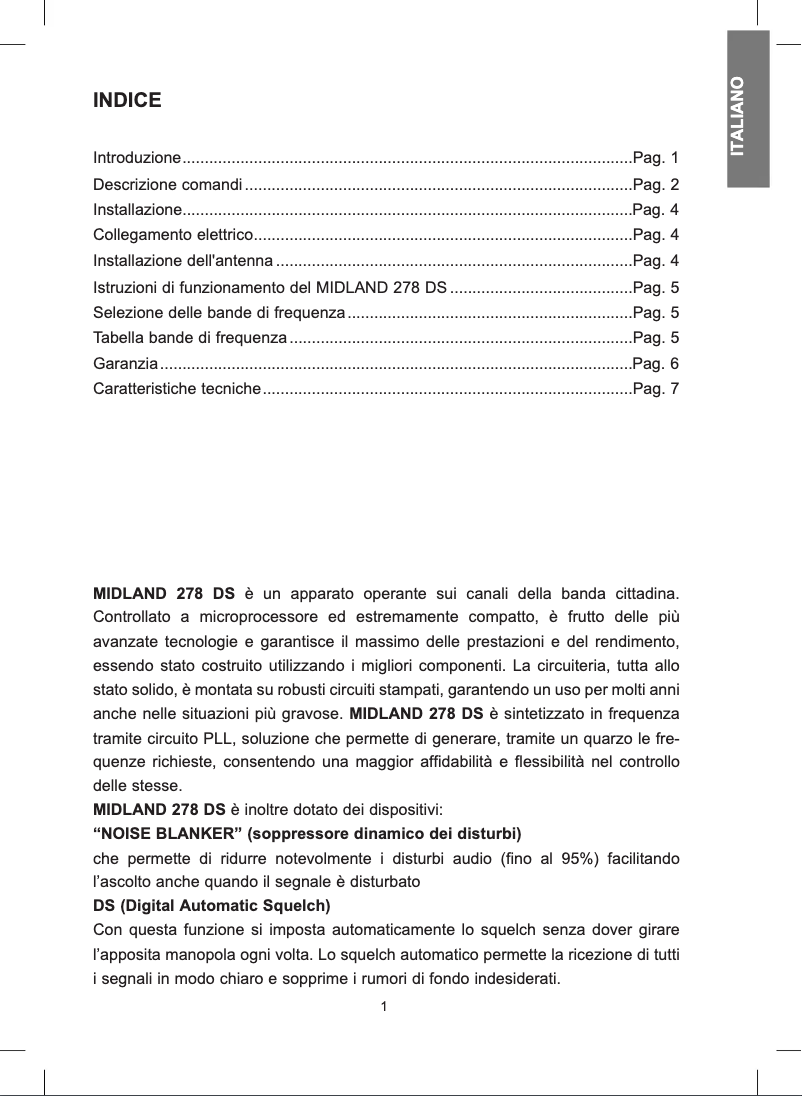 Page n°1 - Manuel utilisateur Midland 278 DS