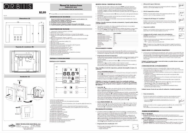 Page 1 de la notice Manuel utilisateur Orbis Klio