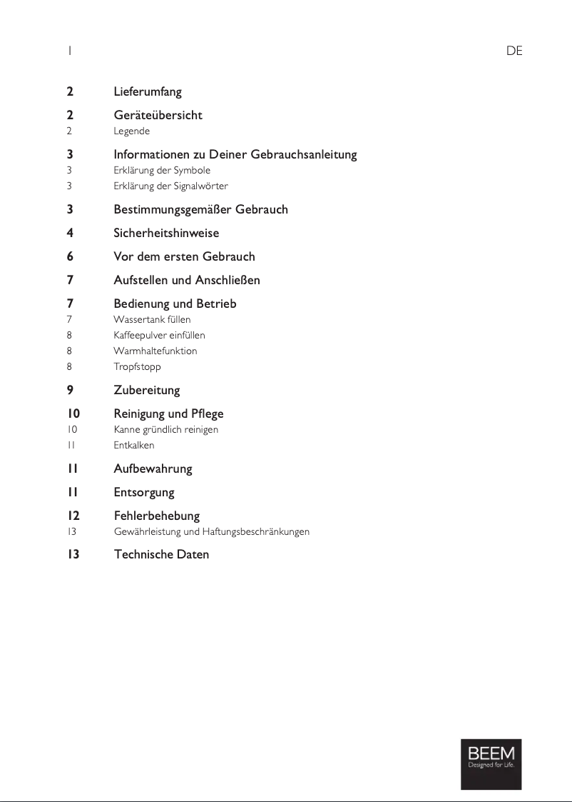 Page 1 de la notice Manuel utilisateur BEEM Fresh-Aroma-Pure