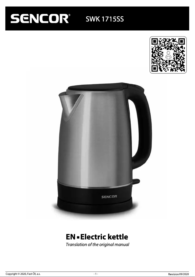Page 1 de la notice Manuel utilisateur Sencor SWK 1715SS