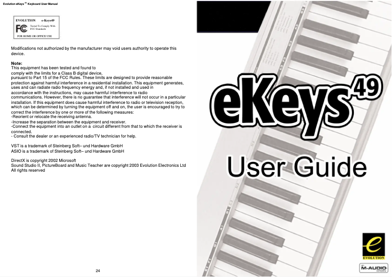 Image de la première page du manuel de l'appareil eKeys 49