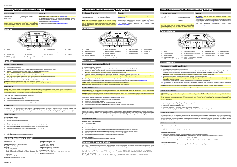 Page 1 de la notice Guide de démarrage rapide ION Game Day Party