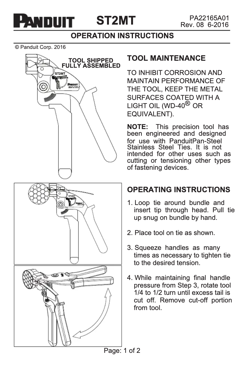 Page n°1 - Manuel utilisateur Panduit ST2MT