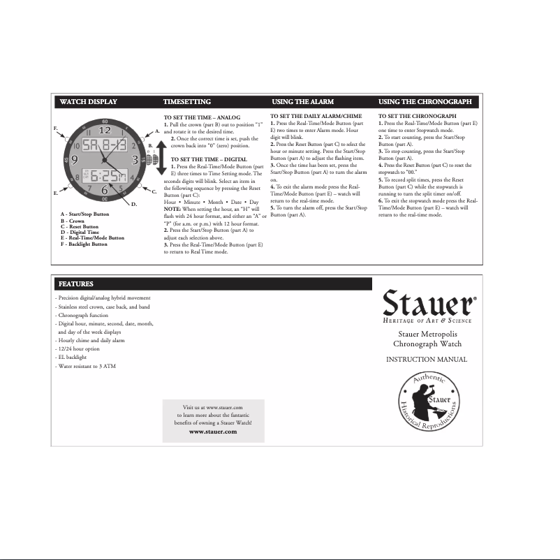 Page 1 de la notice Manuel utilisateur Stauer 32262