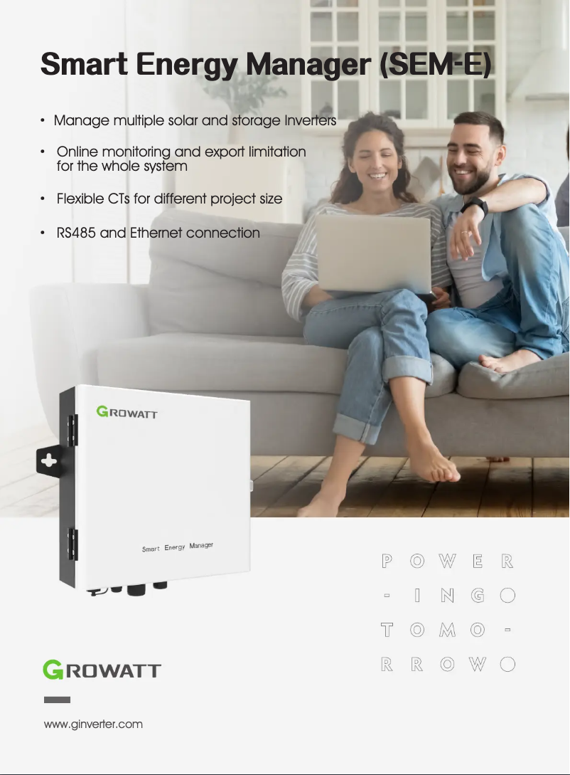 Page 1 de la notice Manuel utilisateur Growatt SEM-E 100KW