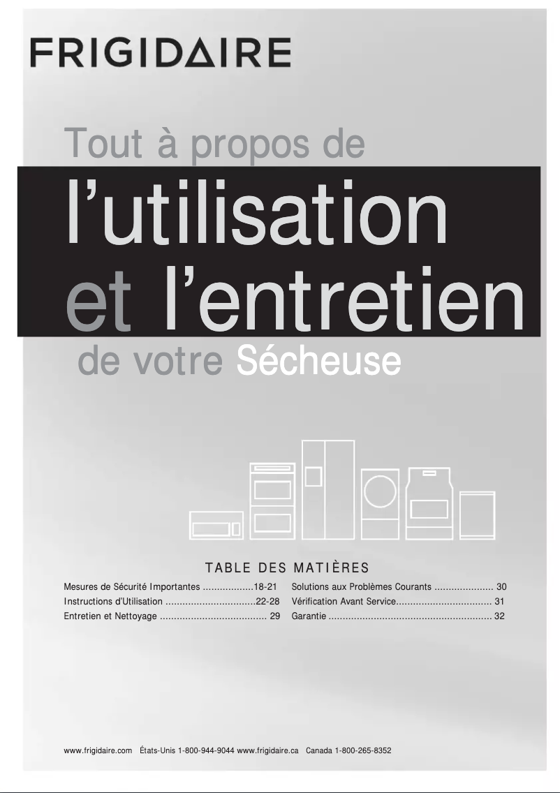 Page 1 de la notice Manuel utilisateur Frigidaire FFRE4120SW