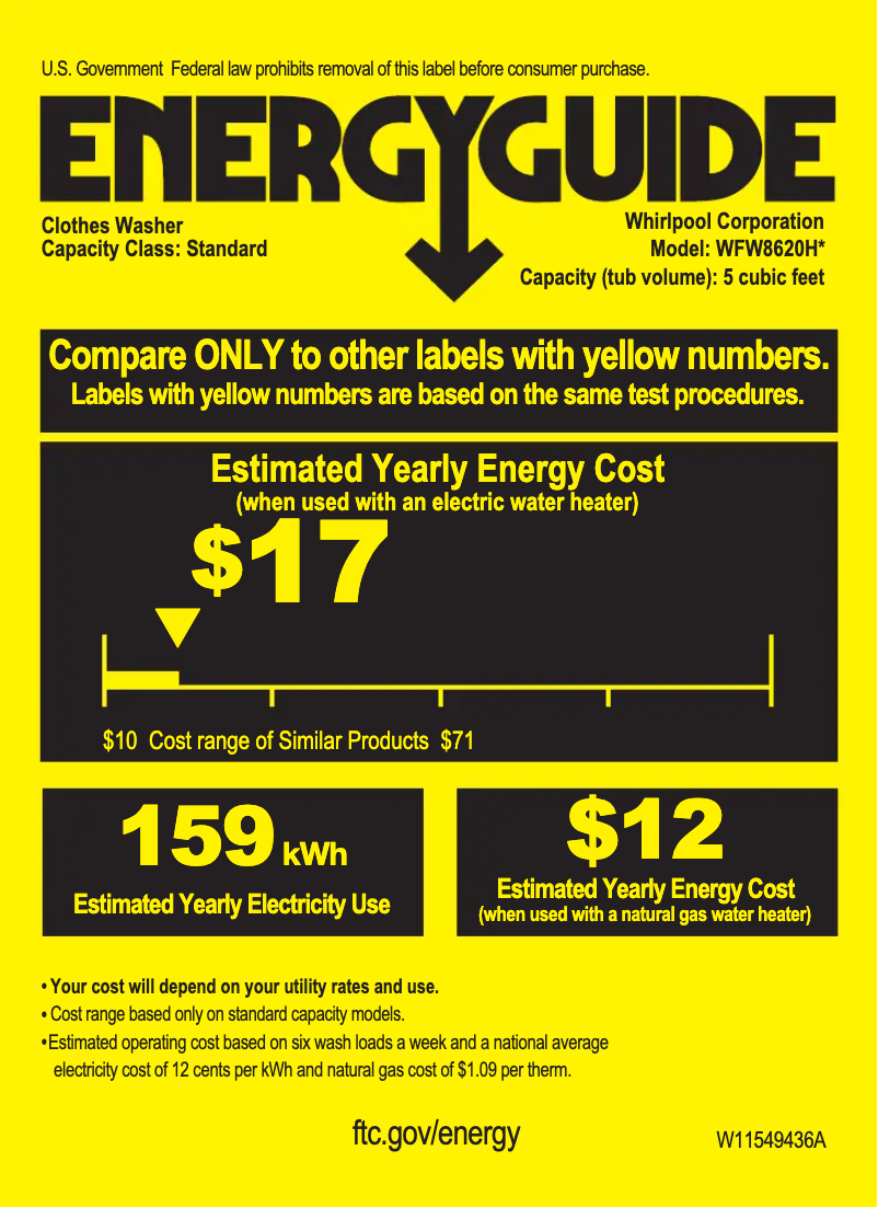 Page n°1 - Label énergétique Whirlpool WHLAUWGD8620HW