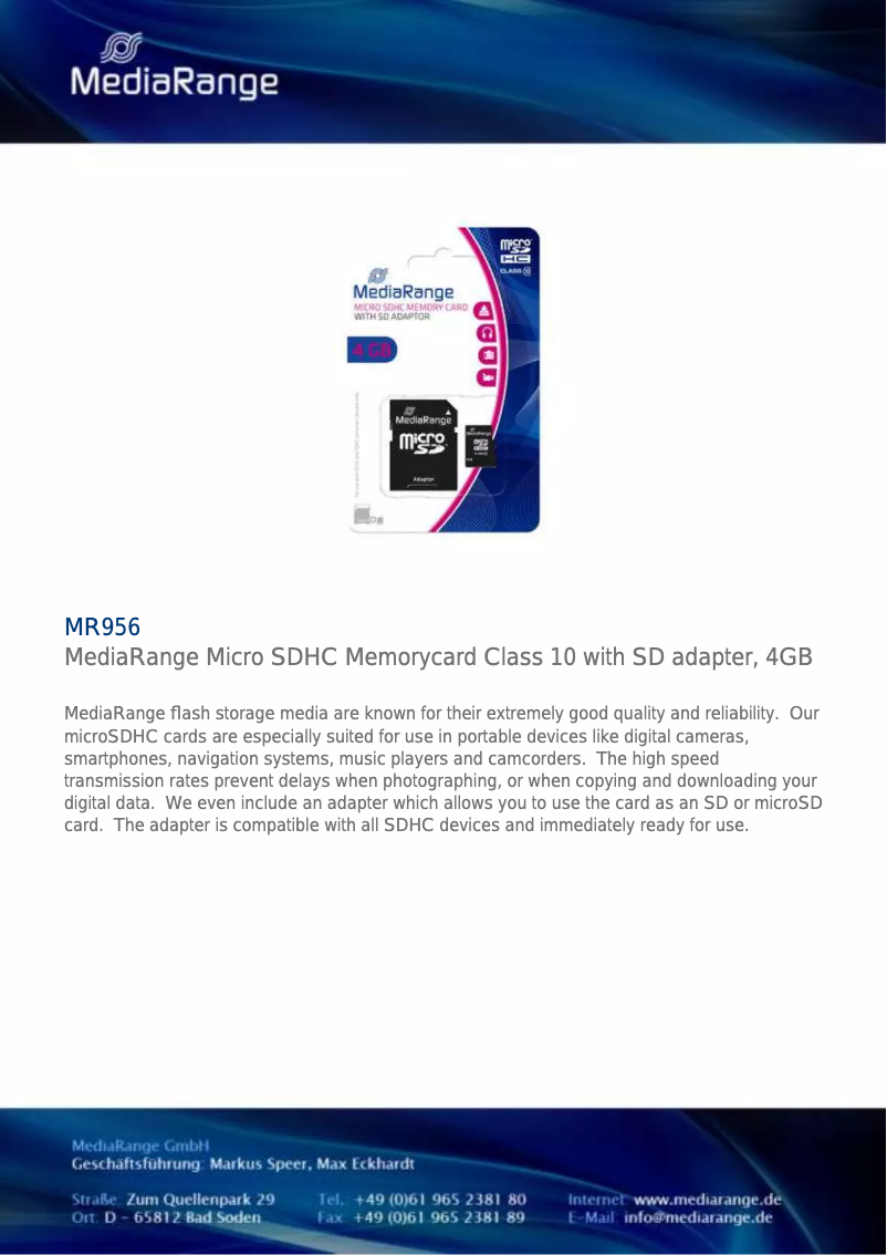 Page 1 de la notice Manuel utilisateur MediaRange MR956
