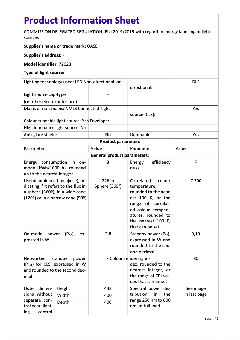 First page image of the manual for biOrb CUBE