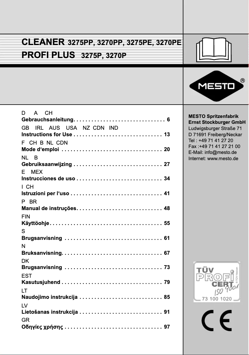 Page n°1 - Manuel utilisateur MESTO 3275PP