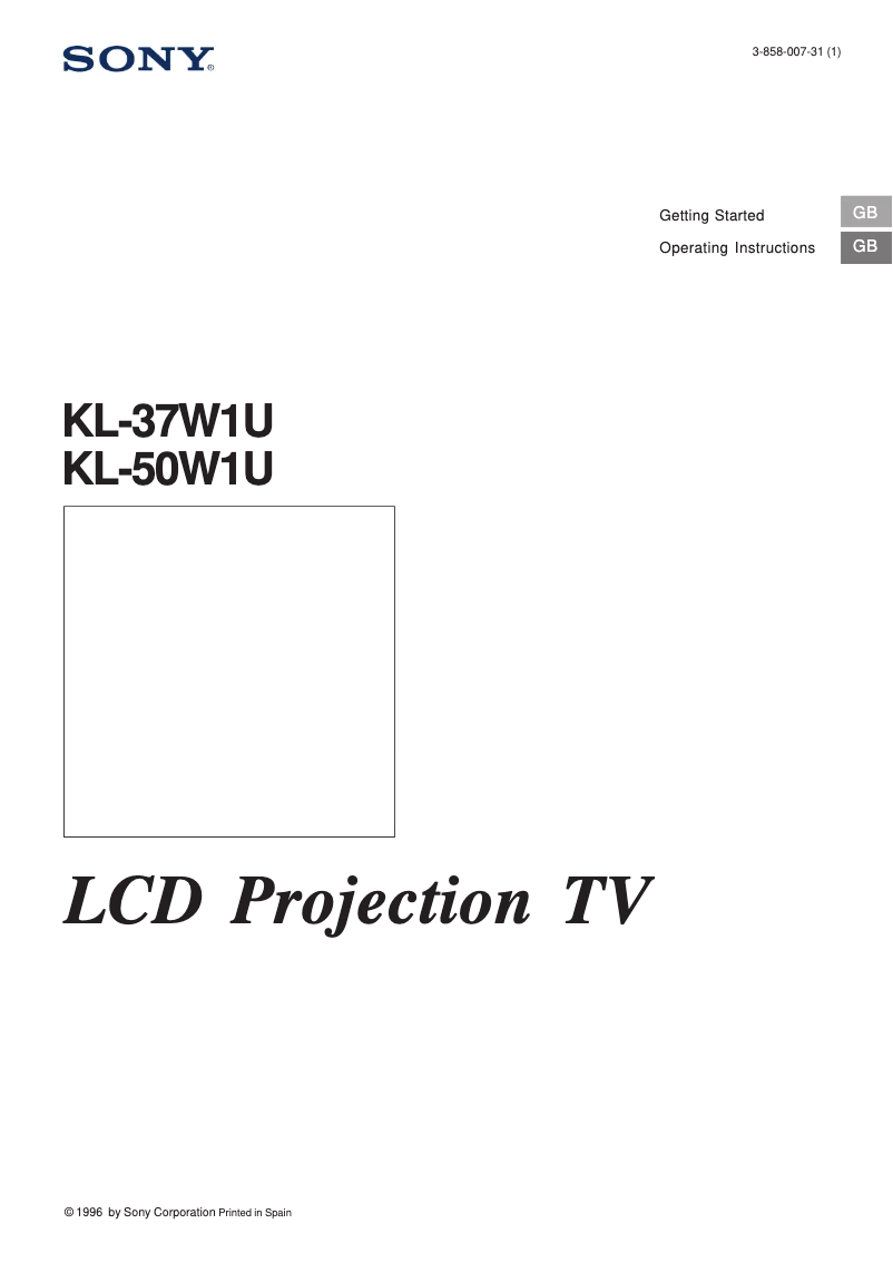 Page n°1 - Manuel utilisateur Sony KL-37W1U