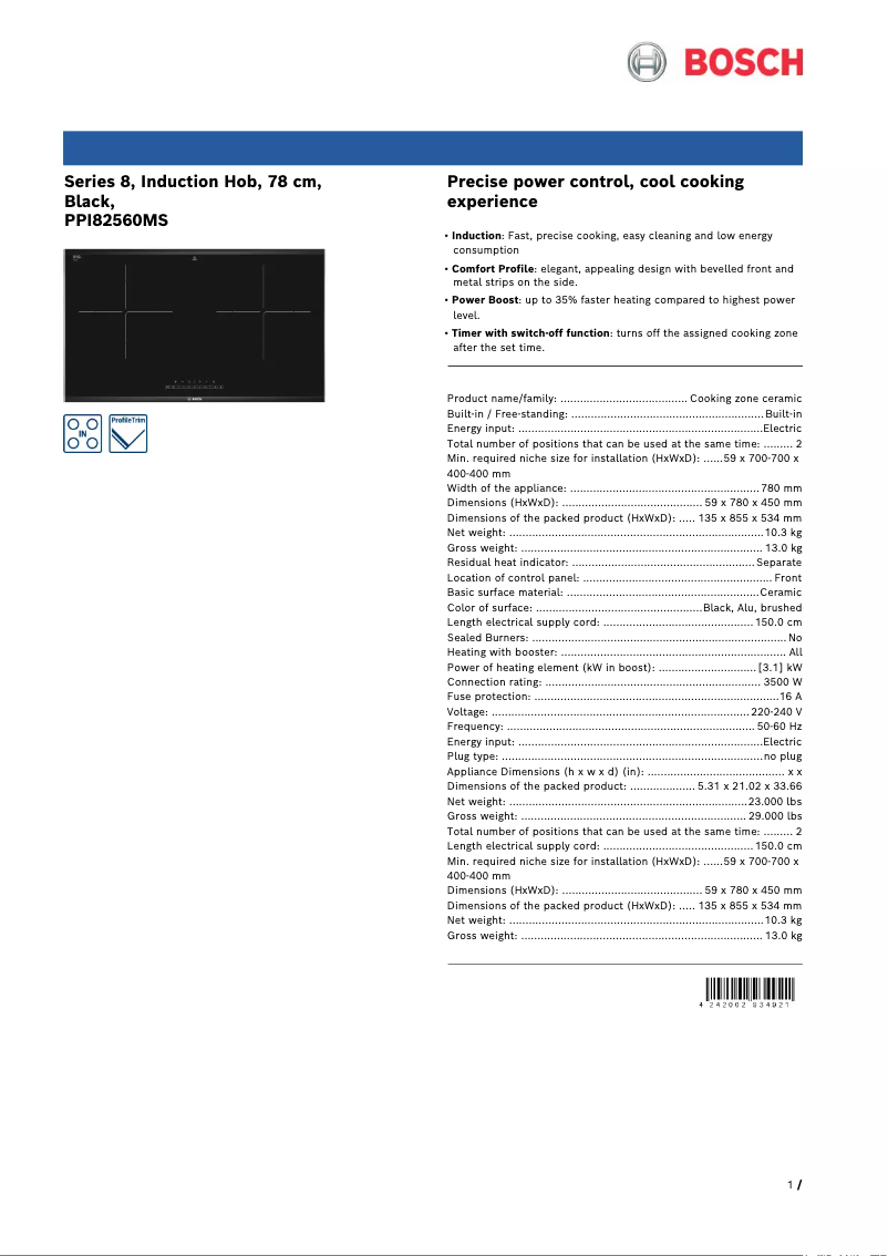 Page n°1 - Manuel utilisateur Bosch PPI82560MS