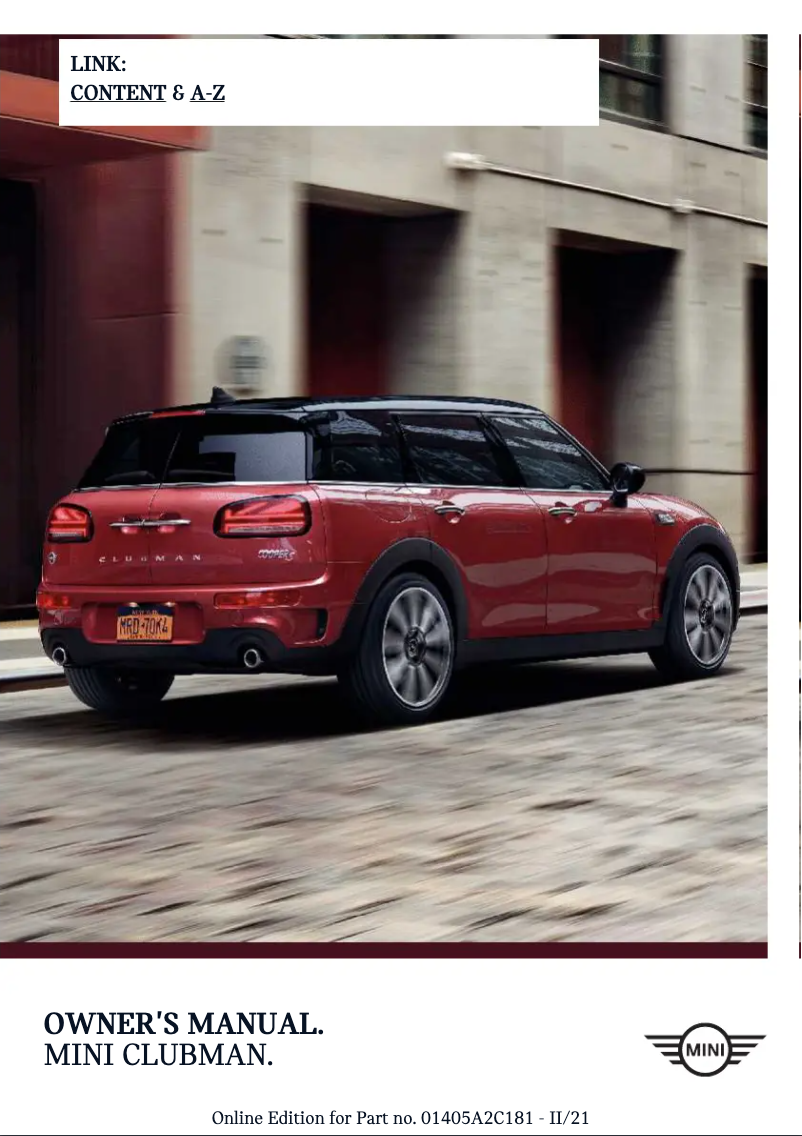Page 1 de la notice Manuel utilisateur Mini Clubman (2022)