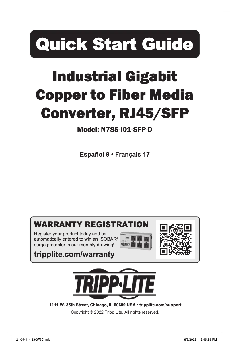 Page 1 de la notice Manuel utilisateur Tripp Lite N785-I01-SFP-D