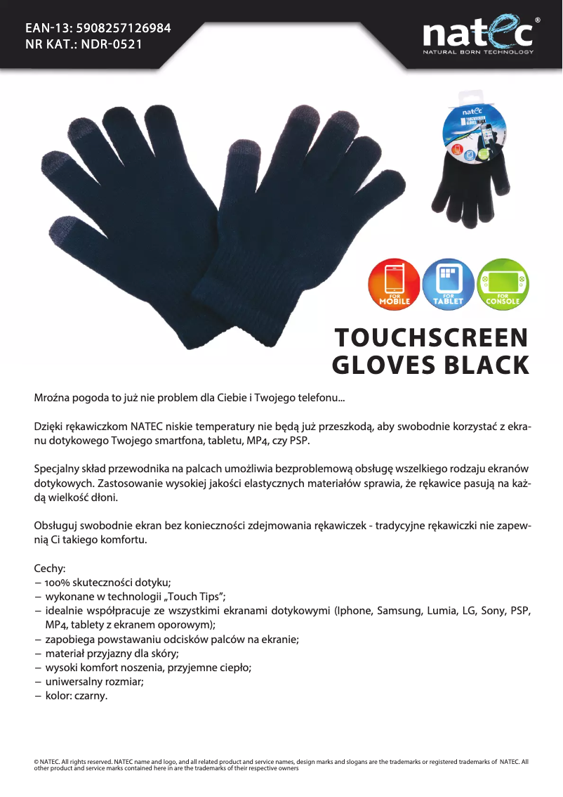 Page 1 de la notice Manuel utilisateur Natec NDR-0521