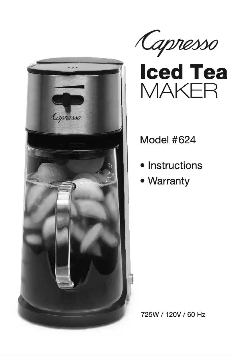 Page 1 de la notice Manuel d'utilisation et d'entretien Capresso Iced Tea Maker 624