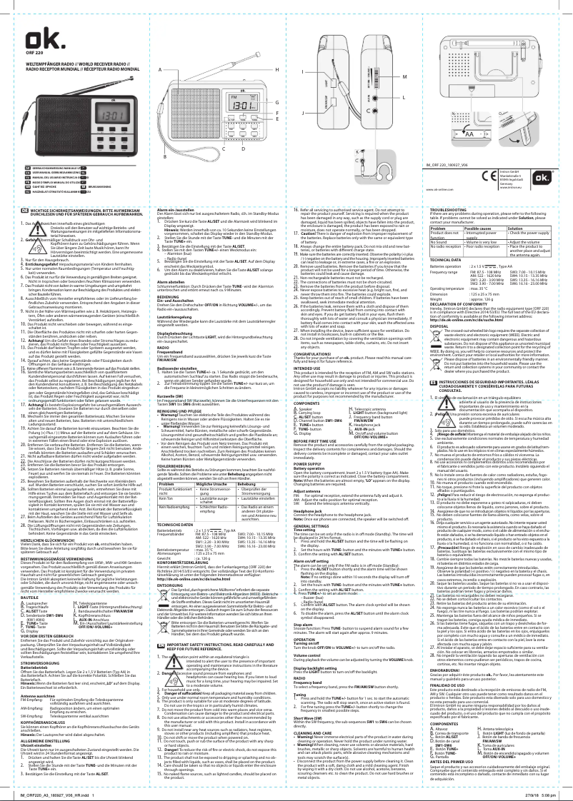 Page n°1 - Manuel utilisateur OK ORF 220