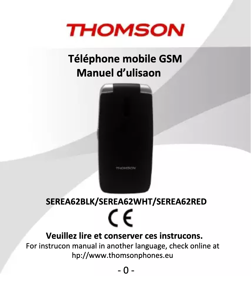 Page 1 de la notice Manuel utilisateur Thomson Serea 51