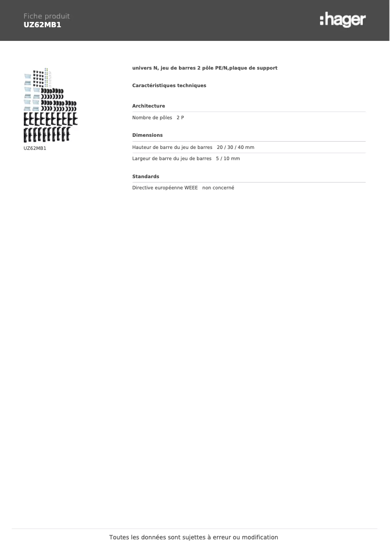 Image de la première page du manuel de l'appareil UZ62MB1