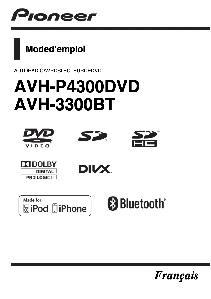 Image de la première page du manuel de l'appareil AVH-3300BT