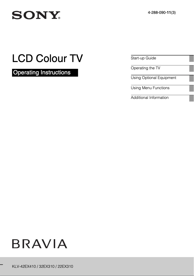 Page n°1 - Manuel utilisateur Sony Bravia KLV-42EX410
