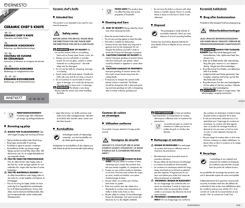 Page 1 de la notice Manuel utilisateur Ernesto Z32174A
