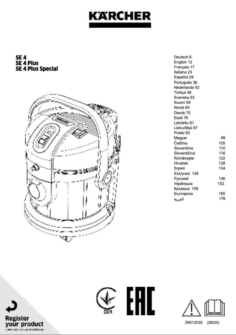 Page 1 de la notice Manuel utilisateur Kärcher SE 4