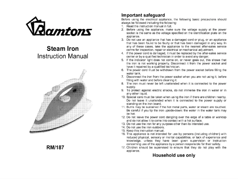 Page n°1 - Manuel utilisateur Ramtons RM/187
