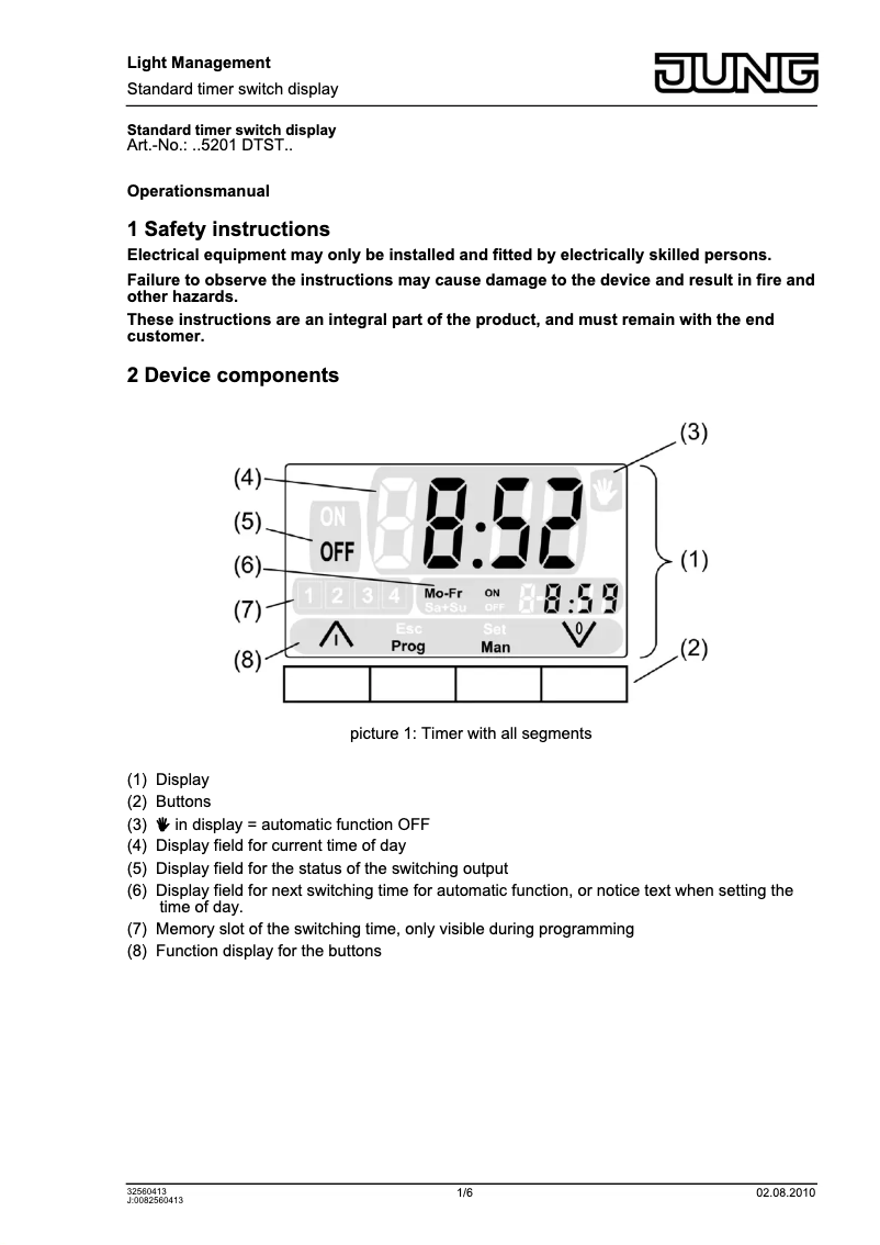 Page n°1 - Manuel utilisateur JUNG CD5024WW