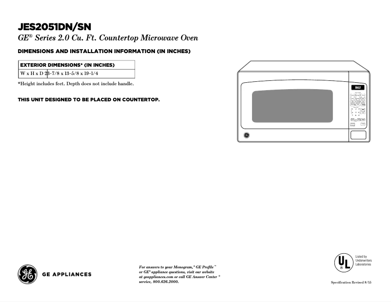 First page image of the manual for JES2051SNSS