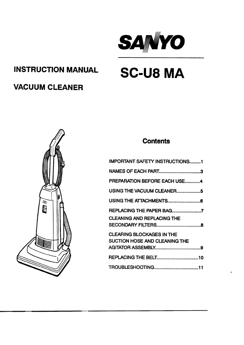 Page n°1 - Manuel utilisateur Sanyo SC-U8 MA