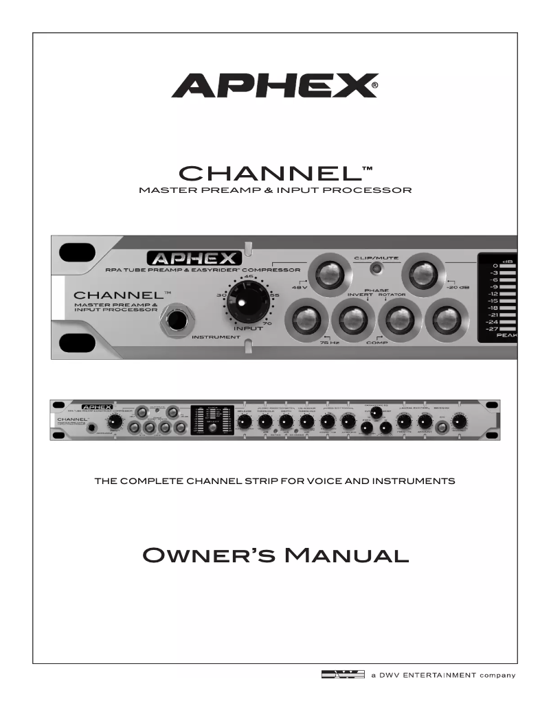 Page n°1 - Manuel utilisateur Aphex Channel