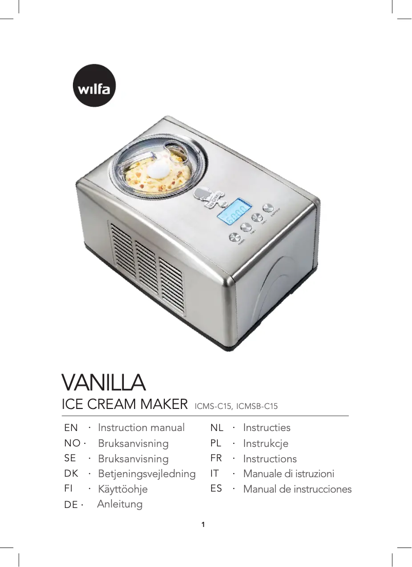 Page 1 de la notice Manuel utilisateur Wilfa Vanilje ICM-C15