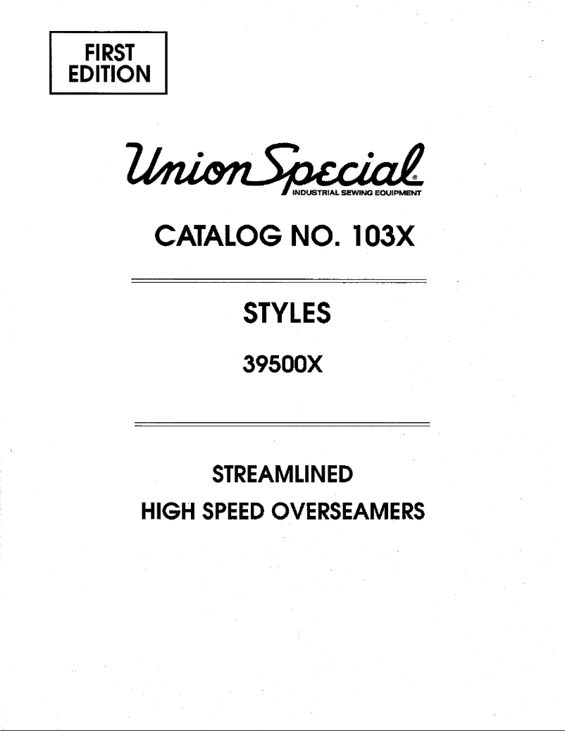 Page n°1 - Manuel utilisateur Union Special 39500X