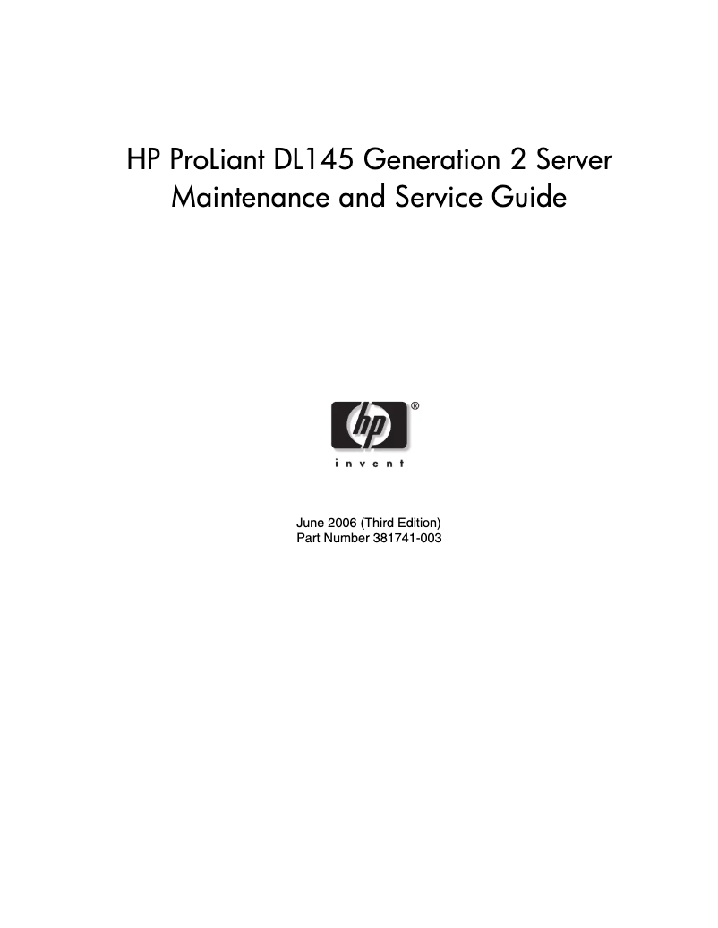 Page 1 de la notice Manuel utilisateur HP ProLiant DL145 G2