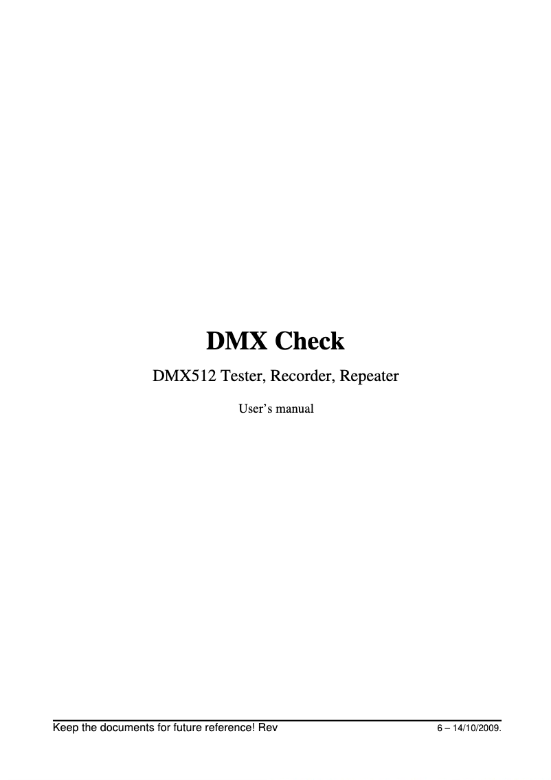 Page 1 de la notice Manuel utilisateur Futurelight DMX512