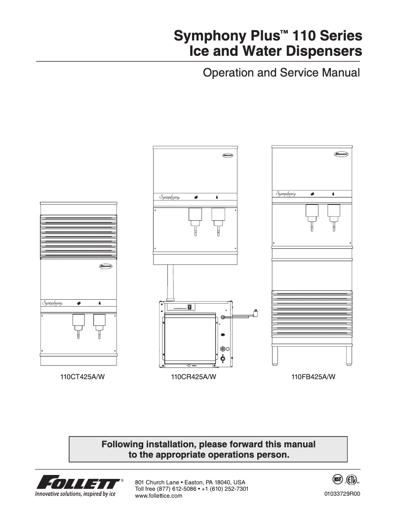 Page n°1 - Manuel utilisateur Follett 110CT425A-S