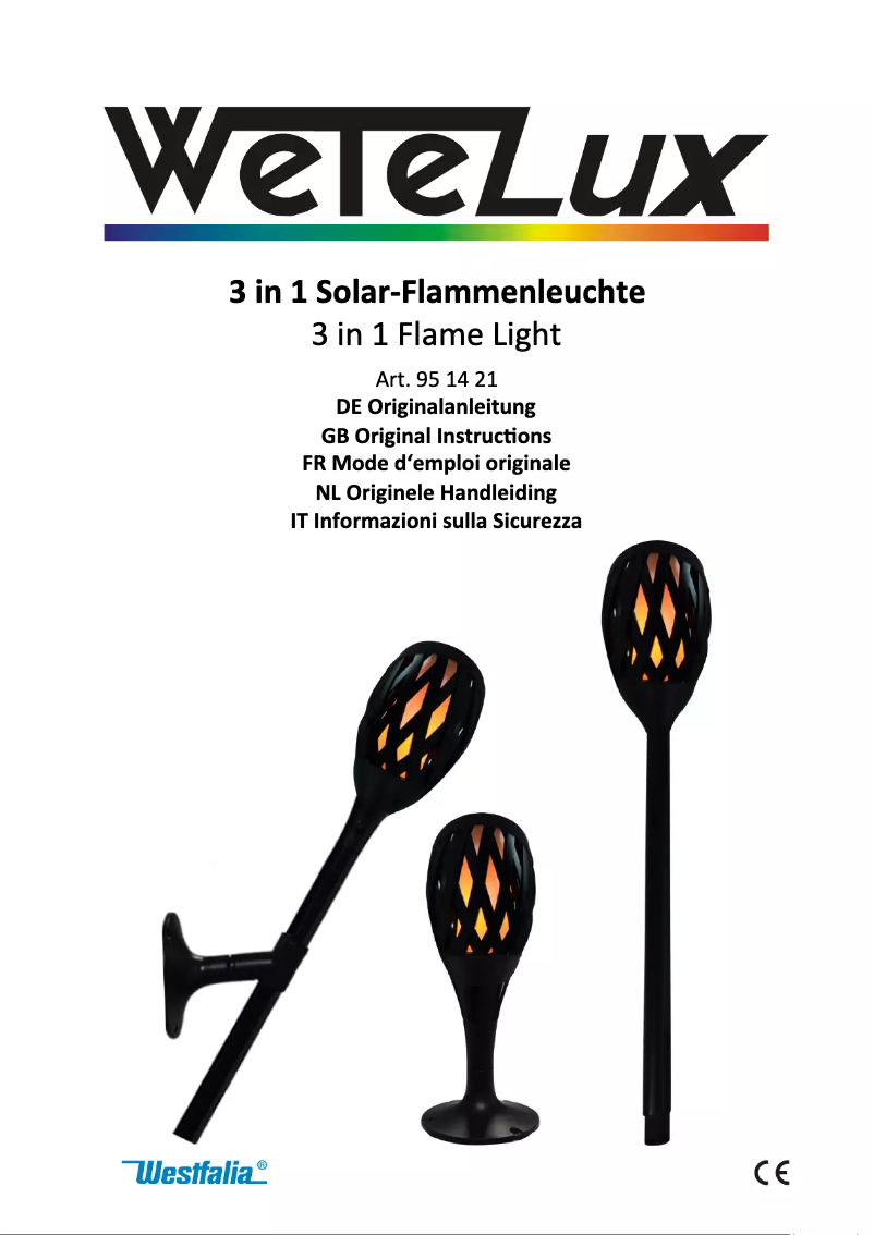 Page 1 de la notice Manuel utilisateur Wetelux 951421