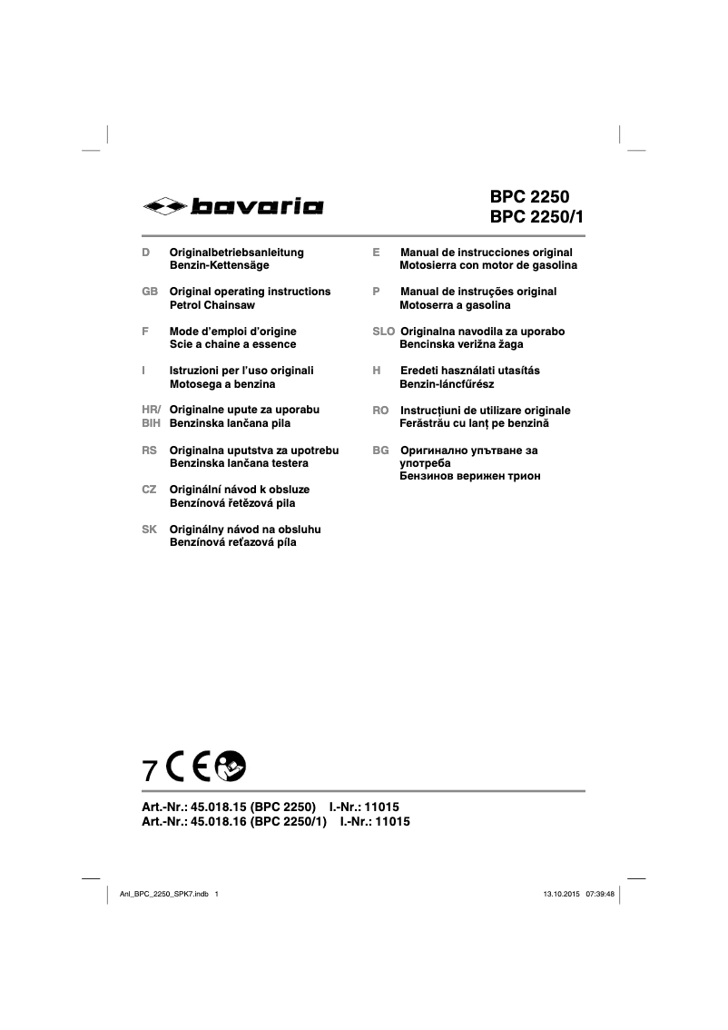 Imagen de la primera página del manual del dispositivo BPC 2250/1